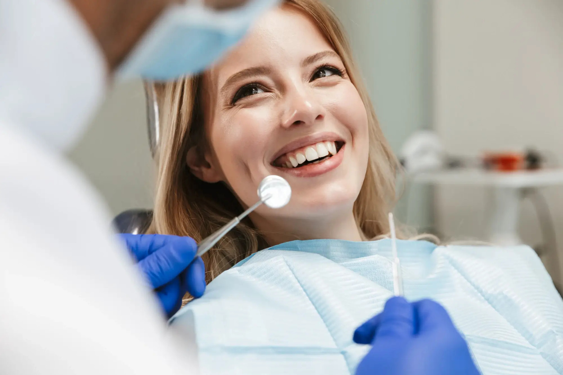 smiling woman receiving treatment