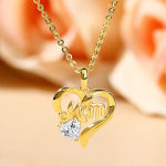Fine Jewelry MOM Daughter Affection 0.5ct Moissanite Hollow 14K Gold Mother’s Day Gift Heart Pendant