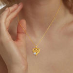 Fine Jewelry MOM Daughter Affection 0.5ct Moissanite Hollow 14K Gold Mother’s Day Gift Heart Pendant