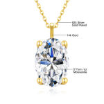 Luxury Gold Jewelry Woman Mother’s Day Gift Hollow 14K Gold 1ct 2ct 3ct Oval Moissanite Diamond Pendant
