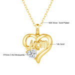 Fine Jewelry Woman Engagement Mother’s Day Gift 1 Carat Moissanite Valentine Love Hollow 14K Gold Pendant
