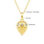 Fine Jewelry Woman Engagement Mother’s Day Gift 1 Carat Moissanite Valentine Love Hollow 14K Gold Pendant