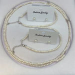 3A High Quality 925 Sterling Silver Freshwater Pearl Jewelry Set Button Pearl 4mm White Women’s Mother’s Day Gift