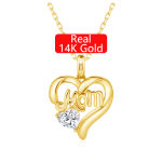 Fine Jewelry MOM Daughter Affection 0.5ct Moissanite Hollow 14K Gold Mother’s Day Gift Heart Pendant