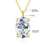 Luxury Gold Jewelry Woman Mother’s Day Gift Hollow 14K Gold 1ct 2ct 3ct Oval Moissanite Diamond Pendant