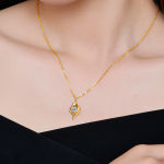 Fine Jewelry Woman Engagement Mother’s Day Gift 1 Carat Moissanite Valentine Love Hollow 14K Gold Pendant