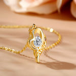 Fine Jewelry Woman Engagement Mother’s Day Gift 1 Carat Moissanite Valentine Love Hollow 14K Gold Pendant