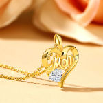 Fine Jewelry MOM Daughter Affection 0.5ct Moissanite Hollow 14K Gold Mother’s Day Gift Heart Pendant