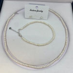 3A High Quality 925 Sterling Silver Freshwater Pearl Jewelry Set Button Pearl 4mm White Women’s Mother’s Day Gift