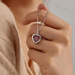 Dylam Mother’s Day Gift Diy Seven-Color Love Ice Flower Cz Zirconium Heart Shape Necklace 925 Silver 18K Necklaces for Women Mom