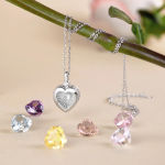 Dylam Mother’s Day Gift Diy Seven-Color Love Ice Flower Cz Zirconium Heart Shape Necklace 925 Silver 18K Necklaces for Women Mom