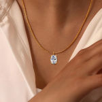 Luxury Gold Jewelry Woman Mother’s Day Gift Hollow 14K Gold 1ct 2ct 3ct Oval Moissanite Diamond Pendant