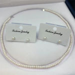 3A High Quality 925 Sterling Silver Freshwater Pearl Jewelry Set Button Pearl 4mm White Women’s Mother’s Day Gift
