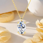 Luxury Gold Jewelry Woman Mother’s Day Gift Hollow 14K Gold 1ct 2ct 3ct Oval Moissanite Diamond Pendant
