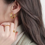 Fine Jewelry 925 Sterling Silver Hoop Earring for Women Hollow Circle Earrings 18K Gold Plated Luxury Earrings Mother’s Day Gift