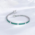 Fine Jewelry 3mm Montana Blue/Emerald Green/Ruby Red/Turquoise/Black Cubic zircon 925 Silver Tennis Bracelet