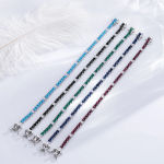 Fine Jewelry 3mm Montana Blue/Emerald Green/Ruby Red/Turquoise/Black Cubic zircon 925 Silver Tennis Bracelet