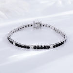 Fine Jewelry 3mm Montana Blue/Emerald Green/Ruby Red/Turquoise/Black Cubic zircon 925 Silver Tennis Bracelet