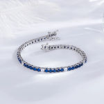Fine Jewelry 3mm Montana Blue/Emerald Green/Ruby Red/Turquoise/Black Cubic zircon 925 Silver Tennis Bracelet