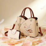 Mother’s Day gift: a bag for mom，Carnation Embroidered Handbag Beautiful tote bag for commuting，Lightweight, large-capacity thre