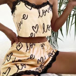 Women’S Pajama Shorts Suit Homewear Print Underwear Pijama Sexy Lingerie Camisoles Tanks Nighty Ladies Sleepwear