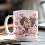 Custom Photo Mug Best Mum Ever 11oz 3D Inflated Effect Personalized Coffee Cup Gift For Mom Birthday Valentine Mothers Day