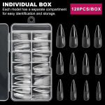 Stiletto Nail Tips 120 PCS Clear False Nails Artificial Full Cover 12 Size  Acrylic Press on Nails for Nail Extension Nail Salon