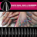 Stiletto Nail Tips 120 PCS Clear False Nails Artificial Full Cover 12 Size  Acrylic Press on Nails for Nail Extension Nail Salon