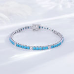 Fine Jewelry 3mm Montana Blue/Emerald Green/Ruby Red/Turquoise/Black Cubic zircon 925 Silver Tennis Bracelet