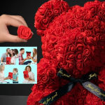 Artificial Flower Eternal Rose Teddy Bear for Mom Mother’s Day Birthday Valentine’s Day Anniversary Gifts & Decorations
