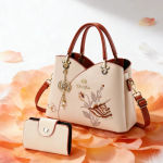Mother’s Day gift: a bag for mom，Carnation Embroidered Handbag Beautiful tote bag for commuting，Lightweight, large-capacity thre