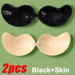 1/2pcs Invisible Women’S Push Up Bra, Backless And Strapless Bra, Front Placket Bra, Underwear, Silicone Self-Adhesive Breast Pad