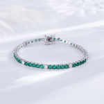 Fine Jewelry 3mm Montana Blue/Emerald Green/Ruby Red/Turquoise/Black Cubic zircon 925 Silver Tennis Bracelet