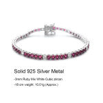 Fine Jewelry 3mm Montana Blue/Emerald Green/Ruby Red/Turquoise/Black Cubic zircon 925 Silver Tennis Bracelet