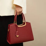 Women’s Red Handbag Mother’s Day Gift, Elegant Bridal Wedding Tote Bag for Mom