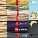 146/356/706/1406 Pieces, 7 Sets of Day and Night Black Combination High-Quality Handmade Bamboo Incense Sticks, Including Jasmine, White Sage, Eucalyptus, Sandalwood, Lavender, Black Cherry Blossom, Blueberry Seven Scents, Suitable for Home Feng Shui, Yoga, Reading, Bedroom, Office, Camping, Gatheri