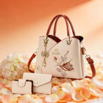 Mother’s Day gift: a bag for mom，Carnation Embroidered Handbag Beautiful tote bag for commuting，Lightweight, large-capacity thre