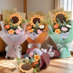 Artificial Flower Crochet Bouquet Eternal Flower Handmade Graduation Bouquet Mothers Day Birthday Gift Anniversary