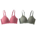 2Pcs/Set Seamless Deep V 3/4 Cup Bra Women’s Wireless Underwear Push-Up Bra Gentle Support Bralette Daily Sexy Lingerie S-XXL