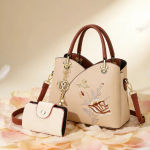 Mother’s Day gift: a bag for mom，Carnation Embroidered Handbag Beautiful tote bag for commuting，Lightweight, large-capacity thre