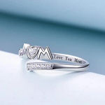 Huitan Exquisite Mom Rings Silver Color Caved Letter “I Love You Mom” Delicate Birthday Gift for Mother Fashion Women Jewelry