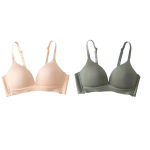 2Pcs/Set Seamless Deep V 3/4 Cup Bra Women’s Wireless Underwear Push-Up Bra Gentle Support Bralette Daily Sexy Lingerie S-XXL