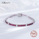 Fine Jewelry 3mm Montana Blue/Emerald Green/Ruby Red/Turquoise/Black Cubic zircon 925 Silver Tennis Bracelet