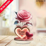 Exquisite Heart Shaped Mother’s Day Statue with “To My Dear Mom” Rose Decoration – Interior Home Decor Perfect Gift for Mom
