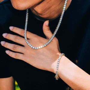 Hip Hop Jewelry 3mm-6mm Mens/women Cubic Zirconia 4mm Diamond CZ Tennis Bracelet Gold Tennis Chains Necklace Iced Out