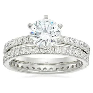 SGARIT Custom Jewelry 14K White Rose Gold VVS1 GRA 1.5ct 7.5mm Moissanite Diamond Wedding Ring Set Jewellery for Couple