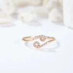 SGARIT 18K Rose Gold Cultivated Diamond Ciliary Stone Valentine Gift  Ring Bangle Jewelry Set