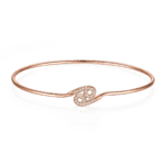 SGARIT 18K Rose Gold Cultivated Diamond Ciliary Stone Valentine Gift  Ring Bangle Jewelry Set