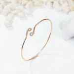 SGARIT 18K Rose Gold Cultivated Diamond Ciliary Stone Valentine Gift  Ring Bangle Jewelry Set
