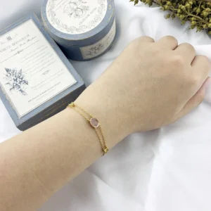Feminina De Prata Natural Gemstone Rose Quartz Topaz Peridot S925 Link Chain Bracelet HI062